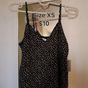 Polka Dot Spaghetti Strap Cami Top - Black/White